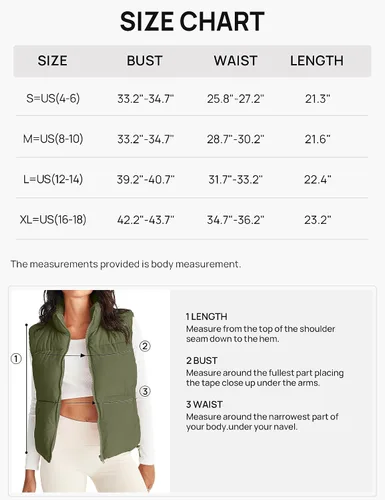 Vista 6 de MEROKEETY Chaleco acolchado para mujer, cuello alto, con cremallera, sin mangas, con bolsillos