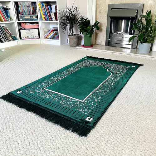 Vista 12 de Mihrab - Tapete de oración de terciopelo de lujo con estampado, 26.46 oz, peso Fabricado en Turquía (café)