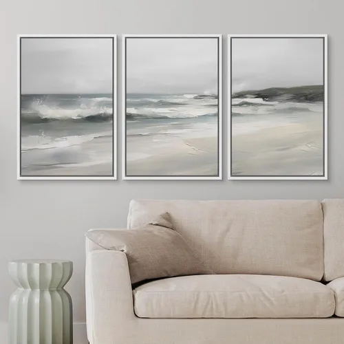 Vista 449 de wall26 Lienzo enmarcado para pared, juego de arte de acuarela pastel, paisaje rural, ilustraciones con formas abstractas, arte moderno, decorativo
