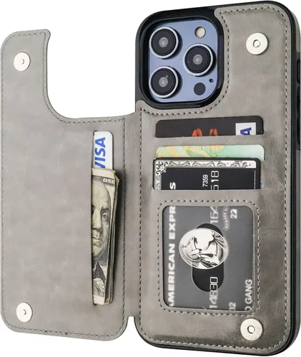 Vista 9 de ONETOP Compatible con iPhone 14 Pro Max Funda Cartera con Portador de Tarjetas, Funda de Cuero PU con Soporte Ranuras para Tarjetas, Doble Cierre