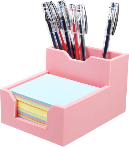 Vista 9 de Kamehame Soporte de notas adhesivas negro, soporte de silicona para notas con ranuras para bolígrafos o tarjetas, dispensador de notas adhesivas, se