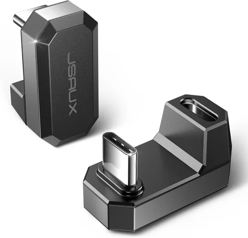 Vista 9 de JSAUX Adaptador USB-C 180, paquete de 2, ángulo de 180 grados y convertidor tipo C a USB-A, ideal para Steam Deck, Switch, laptops, tablets, Gris