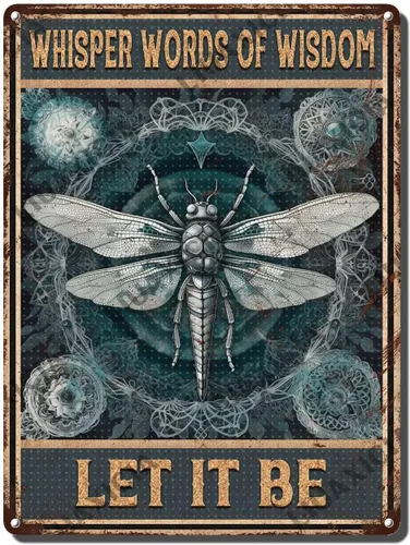 Vista 16 de LIUAXICIA Letreros divertidos de metal con texto en inglés «Into The Forest I go to Lose My Mind and Free My Soul Dragonfly», decoración de pared