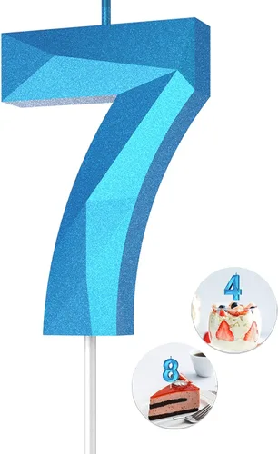 Vista 31 de Velas de cumpleaños con números (0 velas negras), forma de diamante 3D, decoración de pastel de feliz cumpleaños para niños y hombres, cumpleaños