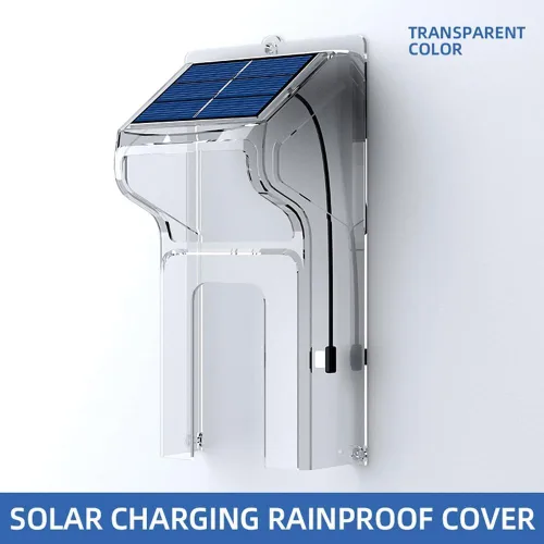 Vista 3 de Soporte para timbre de timbre con cargador solar, cubierta de lluvia compatible con anillo y parpadeo, protector impermeable ajustable con panel
