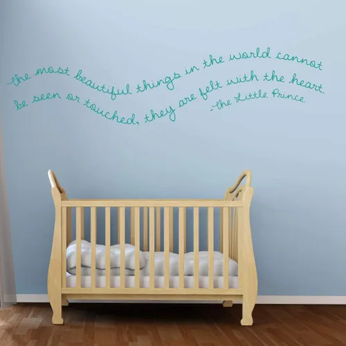 Vista 5 de Calcomanía de pared para cuarto de bebé, fieltro con el corazón, decoración de pared de vinilo con el principito para habitación del bebé
