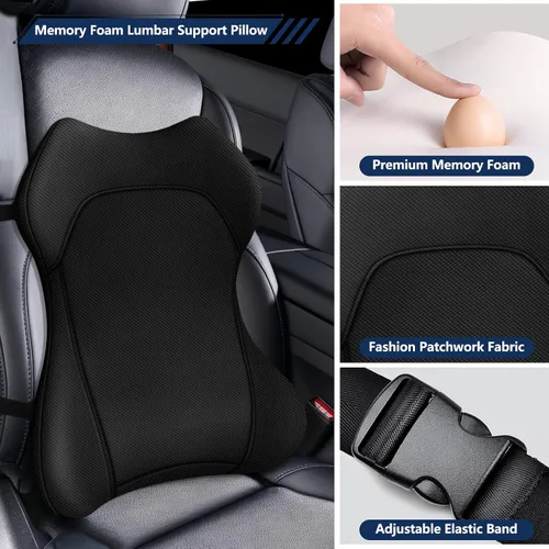 Vista 4 de Cojín de asiento, almohada de apoyo lumbar para silla de oficina, almohada ergonómica de espuma viscoelástica para respaldo, cojín de espuma de alta