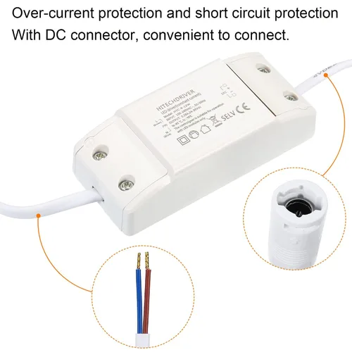 Vista 5 de PATIKIL 8-12W 280mA LED Driver, 2pcs AC 100-240V Salida 24-36V DC Conector hembra Constante corriente rectificador transformador fuente
