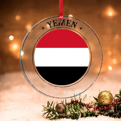 Vista 11 de Bandera de Andorra, adorno colgante de Navidad, bandera nacional, decoraciones de Navidad, adornos acrílicos, colgante para árbol de Navidad