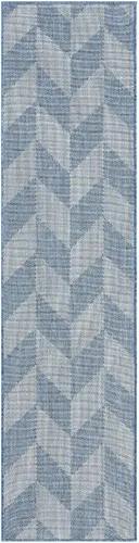 Vista 2 de Nicole Miller New York Patio Country Calla - Alfombra contemporánea de espiga para pasillo de interiores y exteriores, azul/gris, 1 pie y 9 pulgadas