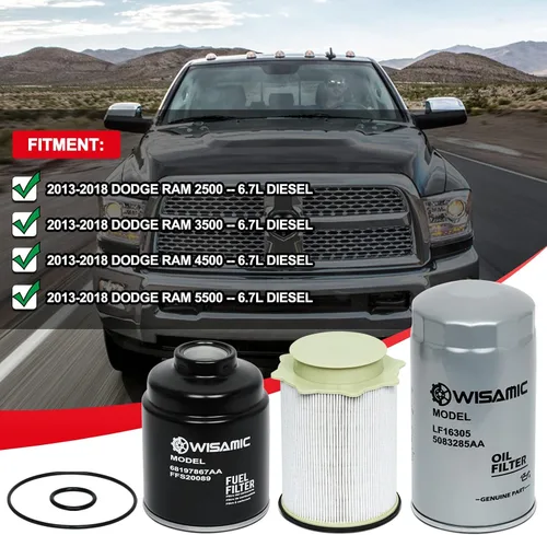Vista 7 de Wisamic Juego de filtro de combustible y separador de agua y filtro de aceite de 6,7 L Cummins Compatible con motores Dodge Ram 2500 3500 4500 5500