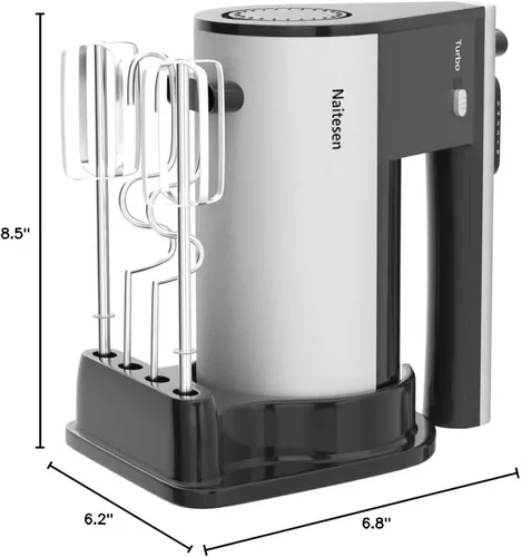 Vista 8 de Mezclador de mano eléctrico de 600 W, 10 velocidades, potente con mezclador de mano Turbo para hornear torta cocina mezclador con batidores, batir