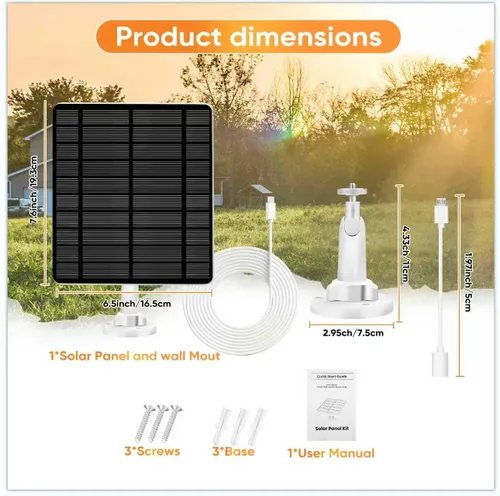 Vista 6 de Panel solar compatible con puerto USB tipo C de cámara anular, con cable de 9.8 pies, para Spotlight Cam Plus/Pro (batería) Stick Up Cam/Pro