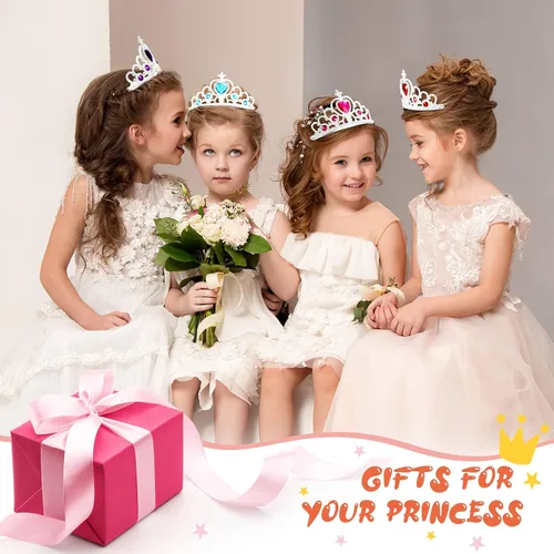 Vista 13 de Juego de 30 tiaras de corona de princesa para niñas, tiaras de plástico a granel, disfraz de fiesta, accesorios de cumpleaños para niños