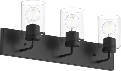 Vista 10 de Progress Lighting Merry Collection - Lámpara de tocador de baño de transición de cristal grabado en níquel cepillado (1 luz)