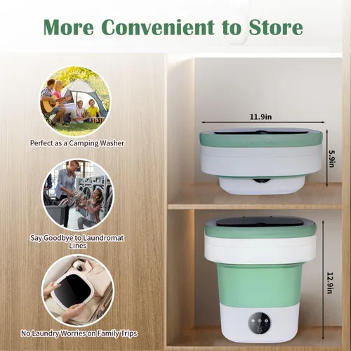 Vista 3 de Lavadora portátil de gran capacidad de 15 L, lavadora portátil con un solo toque para ropa de bebé y artículos pequeños, diseño silencioso y sin