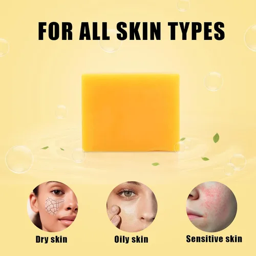 Vista 3 de Paquete de 3 barras de jabón de cúrcuma para limpiador facial y corporal, jabón de cúrcuma orgánico, piel suave e hidratante, jabón tumérico