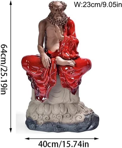 Vista 2 de Estatua de Buda meditadora de cerámica Bodhidharma Adornos Sala de estar Figura Zen China Escultura Oficina Escritorio Estatua de Buda Decoración