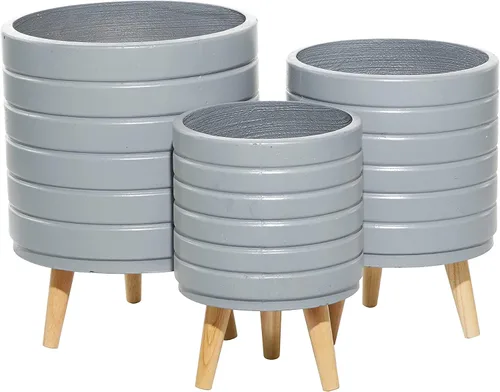 Vista 3 de Deco 79 CosmoLiving by Cosmopolitan 46527 - Maceta, color gris