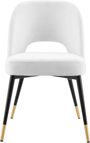 Vista 5 de Modway Rouse Performance - Silla de comedor de terciopelo en color blanco, 23 x 20 x 32