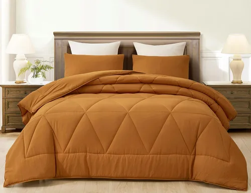 Vista 2 de Chezmoi Collection Rory - Juego de edredón de microfibra acolchada triangular de 2 piezas, ropa de cama geométrica ligera lavada suave, individual