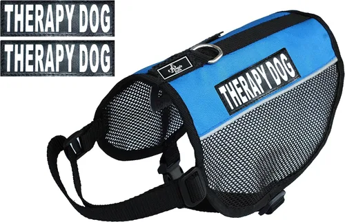 Vista 3 de Arnés de malla para perros de terapia de nailon fresco y cómodo, para perros pequeños y medianos. Compra viene con 2 parches extraíbles de terapia