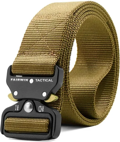 Vista 8 de FAIRWIN Tactical Belt, Work Belts for Men Military Webbing Riggers Web Belt Heavy-Duty Quick-Release Buckle