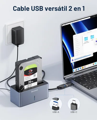 Vista 3 de dockteck USB 3.0 a SATA disco duro externo estación de acoplamiento