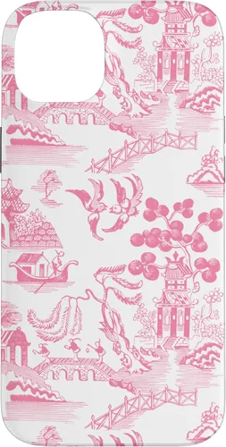Vista 15 de Preppy Pink Willow Pattern Chinoiserie Toile Case for iPhone 17