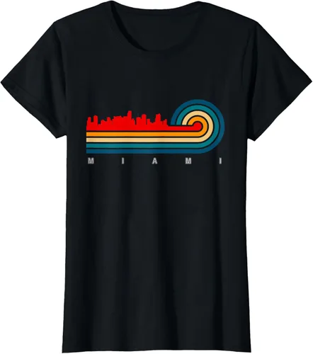 Vista 40 de Camiseta Retro City of Miami Florida, Negro