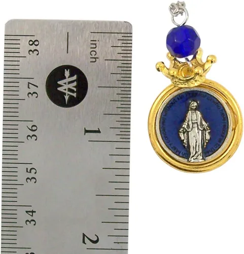 Vista 3 de Collar religioso, colgante de corona de medalla milagrosa con cadena de 18 pulgadas, Zinc Esmalte
