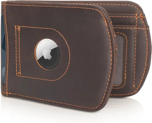 Vista 10 de Cartera plegable de bolsillo frontal con bloqueo RFID de cuero italiano real de Polare ORIGINAL, delgada y curva para hombre, Negro, Pequeña