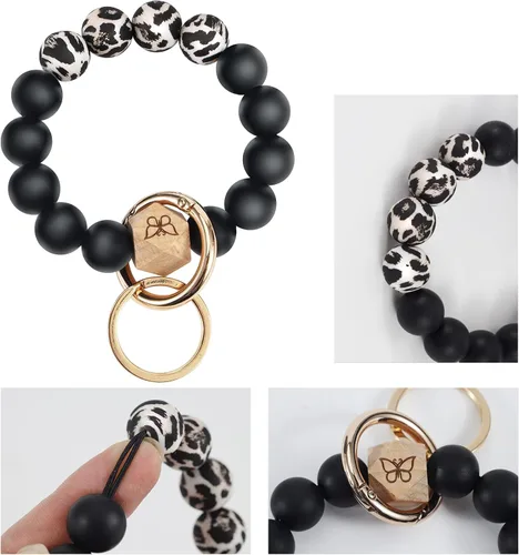Vista 3 de Llavero pulsera pulsera con bolsillo para tarjeteros, borla llavero para mujer
