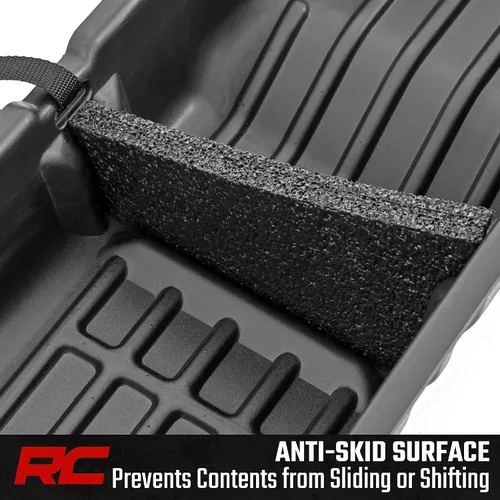 Vista 4 de Rough Country Caja de almacenamiento debajo del asiento para Nissan Frontier Crew Cab (2005-2025) - Organizador de bandeja trasera debajo