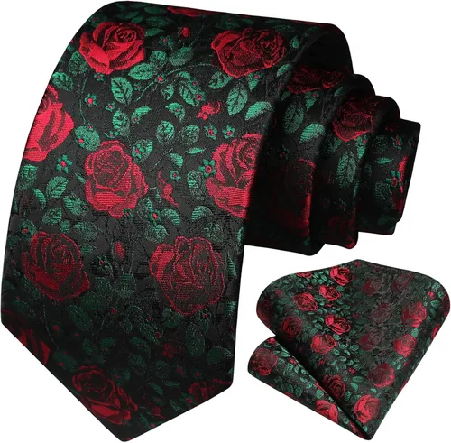 Vista 200 de Corbatas florales tejidas clásicas para hombre, corbata cuadrada de bolsillo, corbatas formales para hombres, boda con pañuelo