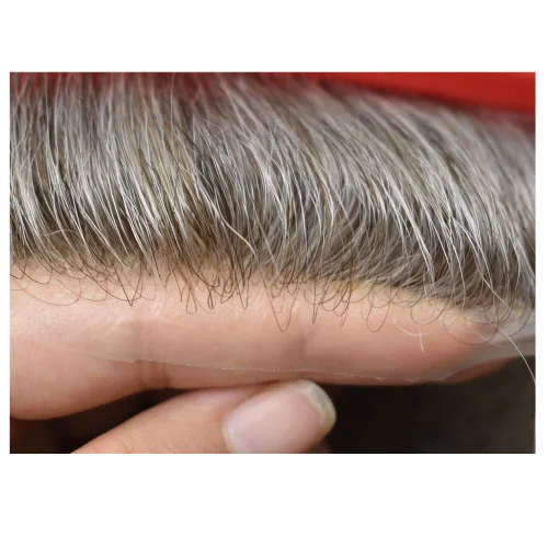 Vista 3 de Unidades de cabello para hombres invisibles de repuesto de poliuretano para hombre, piel ultrafina, 0.002 in, tupé atado a mano, cabello humano