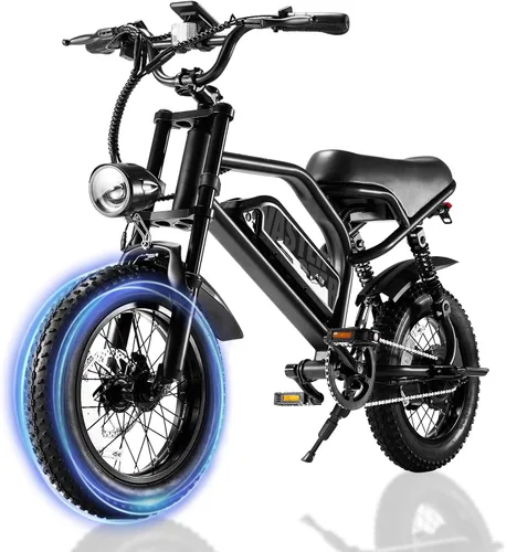 Vista 10 de VDL Bicicleta eléctrica de montaña para adolescentes/adultos, bicicleta eléctrica de neumático grueso de 16 pulgadas, motor de asiento más ancho