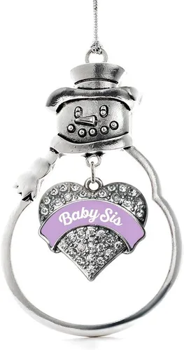 Vista 65 de Inspired Silver - Big Sis - Adorno de Navidad plateado - Adorno de árbol de Navidad con dije de corazón con circonita cúbica - Decoración colgante