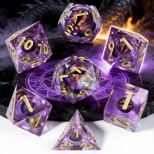 Vista 11 de Mini Planet Poliédrico MTG Sharp Edge Liquid Core Dungeons and Dragons RPG Resina Hecho a Mano 7Pcs DND Juego de dados