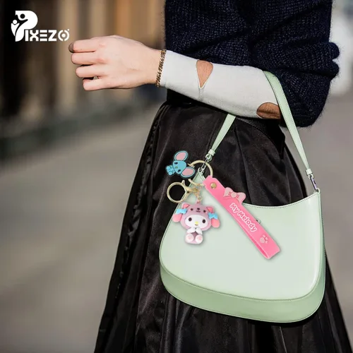 Vista 6 de PIXEZO Bonito llavero de regalo Llavero de anime Kawaii con dije de gatito de dibujos animados, llavero para llavero de coche para niñas y mujeres