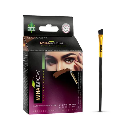 Vista 7 de Polvo de tinte para cejas natural marrón medio de MinaiBrow Kit de tinte instantáneo a prueba de manchas con cepillo doble biselado Marrón medio +
