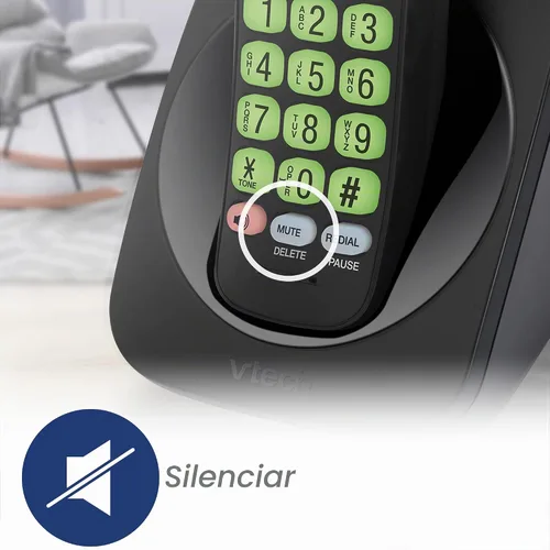Vista 7 de VTech Teléfono Inalámbrico con DECT 6.0, Altavoz Dúplex Completo, Pantalla Iluminada, Teclado Retroiluminado, Identificador de Llamadas/Espera