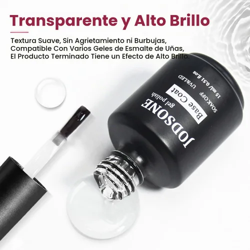 Vista 6 de JODSONE 15 ml de esmalte de uñas en gel, capa base, brillo, secado rápido, duradero, se elimina con remojo, transparente, sin necesidad de limpieza