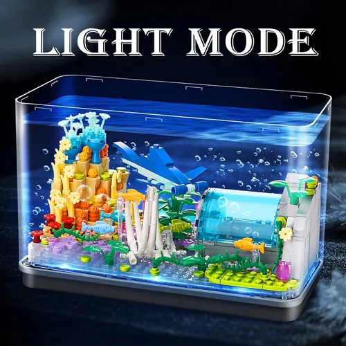 Vista 5 de Bibilock Bloques de construcción de pecera, bloques de construcción de acuario ideales creativos (puede añadir efectos de luz de agua y carga)