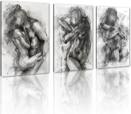 Vista 59 de Novatique 3 piezas de arte de pared sexy en blanco y negro para parejas desnudas, decoración de pared abstracta de amor para mujeres y hombres, arte