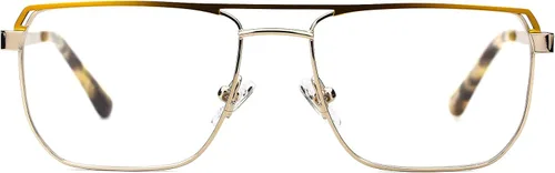 Vista 2 de Marco de gafas de metal óptico clásico para hombre con lentes transparentes sin receta