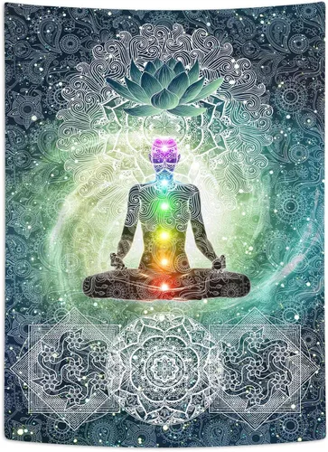 Vista 9 de DYNH Tapiz de Chakra, Tapiz de Yoga Meditación de Siete Chakras Zen Decorativo para Colgar en la Pared para Dormitorio, Tapices Espirituales Hippie