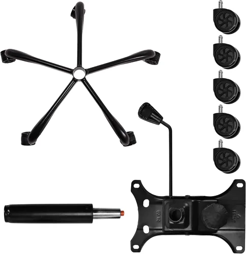 Vista 6 de Frassie Silla de juegos de oficina de repuesto con base de metal con cilindro de soporte de placa inferior, 5 ruedas (negro)