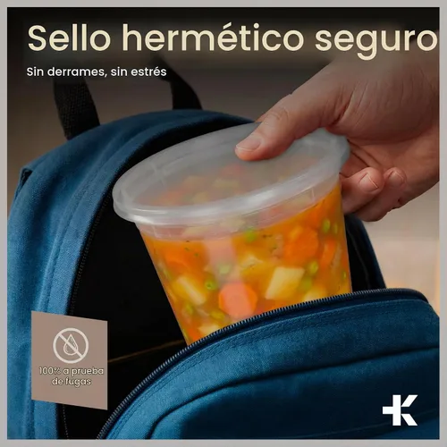 Vista 4 de Recipientes de plástico con tapas de 24 onzas (paquete de 20) – A prueba de fugas, recipientes de almacenamiento de alimentos sin BPA para sopa