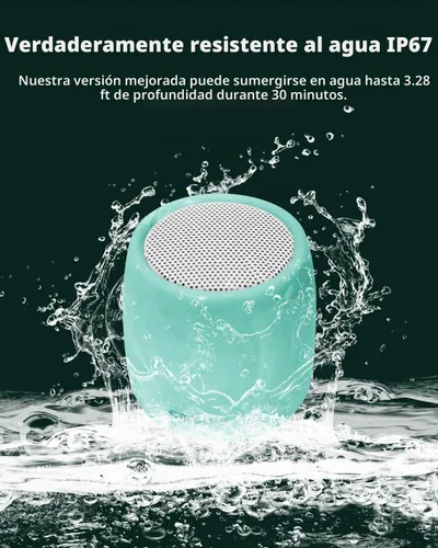 Vista 3 de Altavoz impermeable, pequeño altavoz Bluetooth con sonido estéreo y graves robustos, mini altavoces con llamada manos libres, IPX7 impermeable